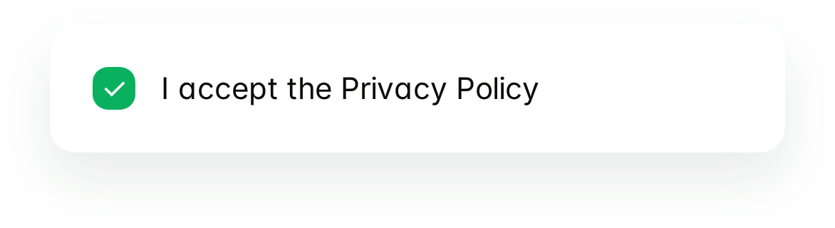 A checked consent field reading I accept the Privacy Policy.